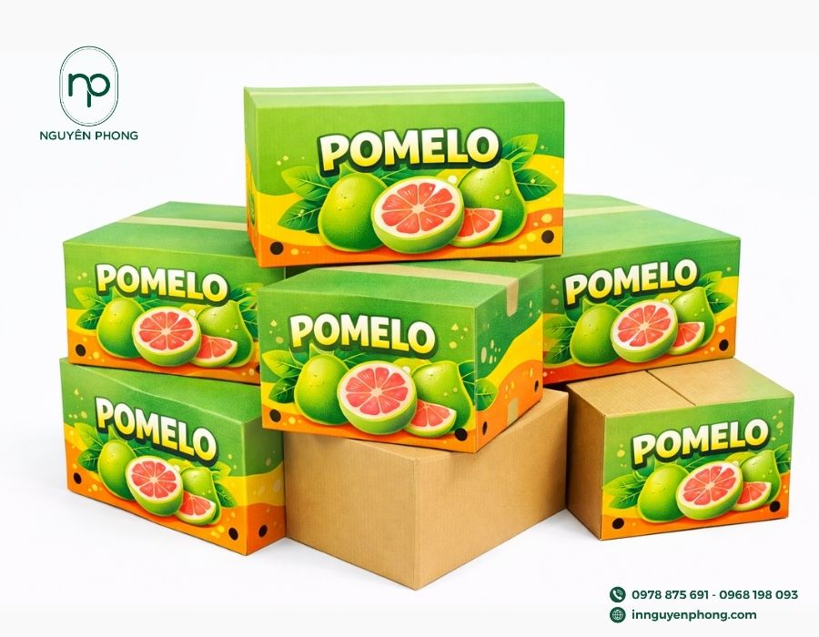 Mẫu in thùng carton đựng bưởi da xanh